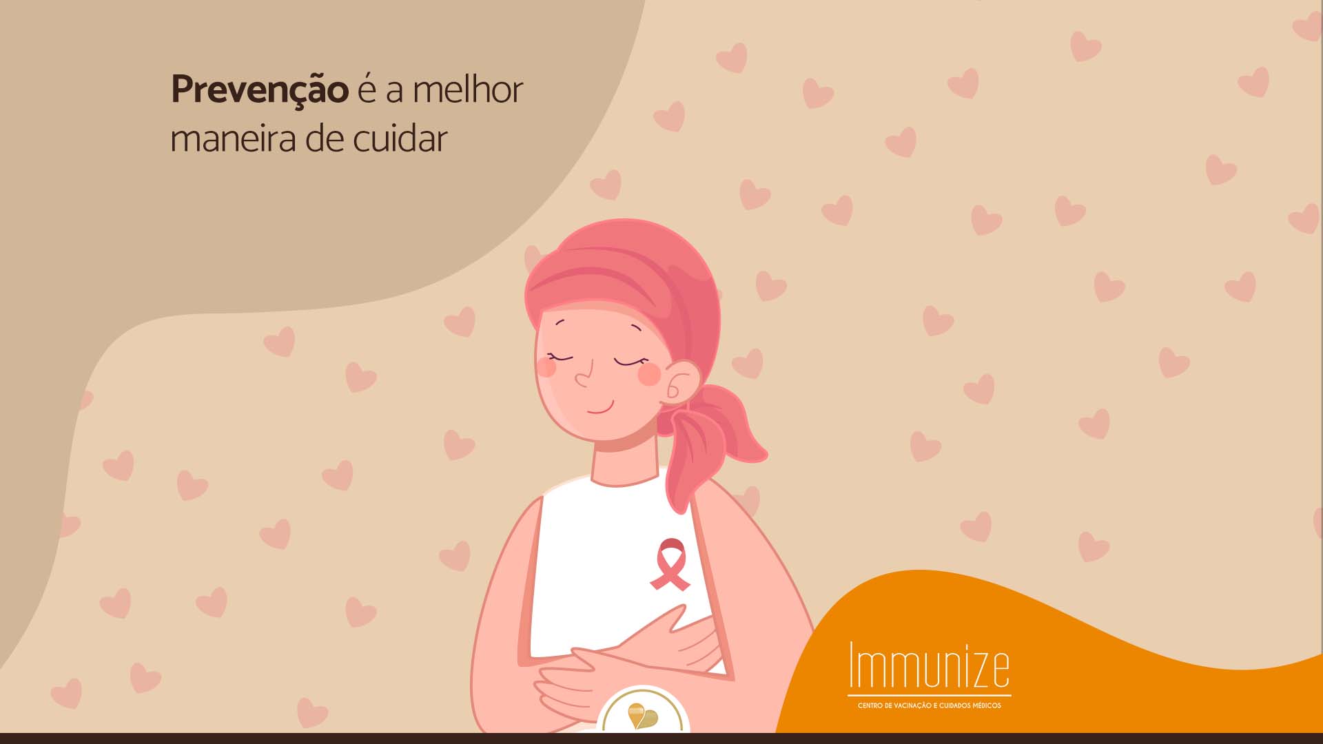 Ilustração de uma mulher fazendo o auto exame de mama